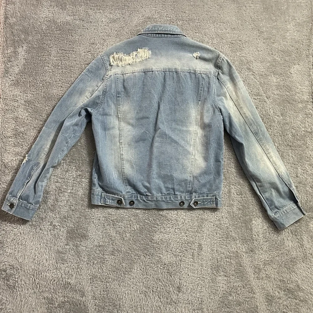 Legacy Edition By Jordan Craig Denim Jacket Mens Size Large‎ Distressed Blue - Picture 8 of 8